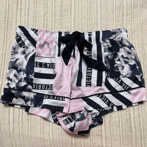 Victoria's Secret Black and Pink Satin Pajama Shorts